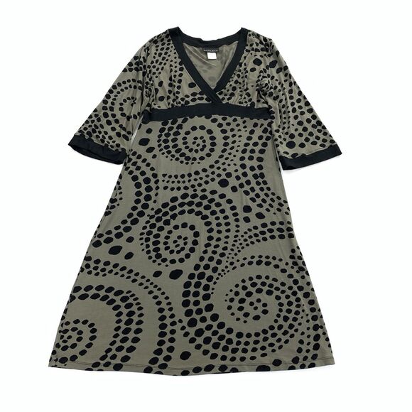 Athleta Break Point Polka Dot Faux Wrap Dress Size Medium Brown Black Casual M - Picture 1 of 7